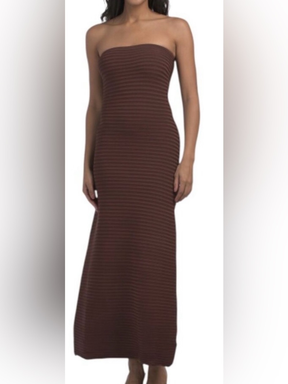 The wolf gang NWT Sunmor knitted tube midi dress chocolate ribbed sz s